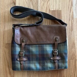Pendleton Brown and Blue Plaid Men's Bag Pendleton messenger bag laptop bag